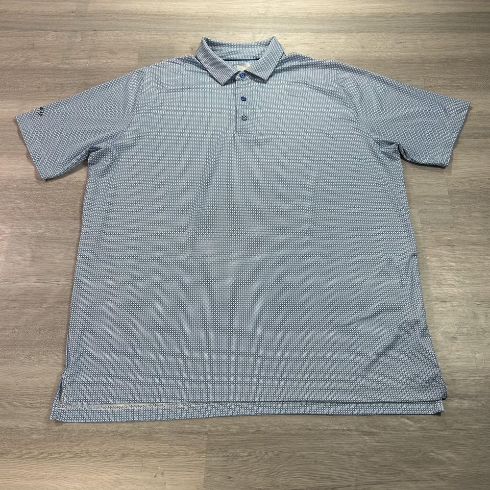 Callaway Opti-Dri Polo Shirt Mens XL Blue Geometric Golf Stretch Performance